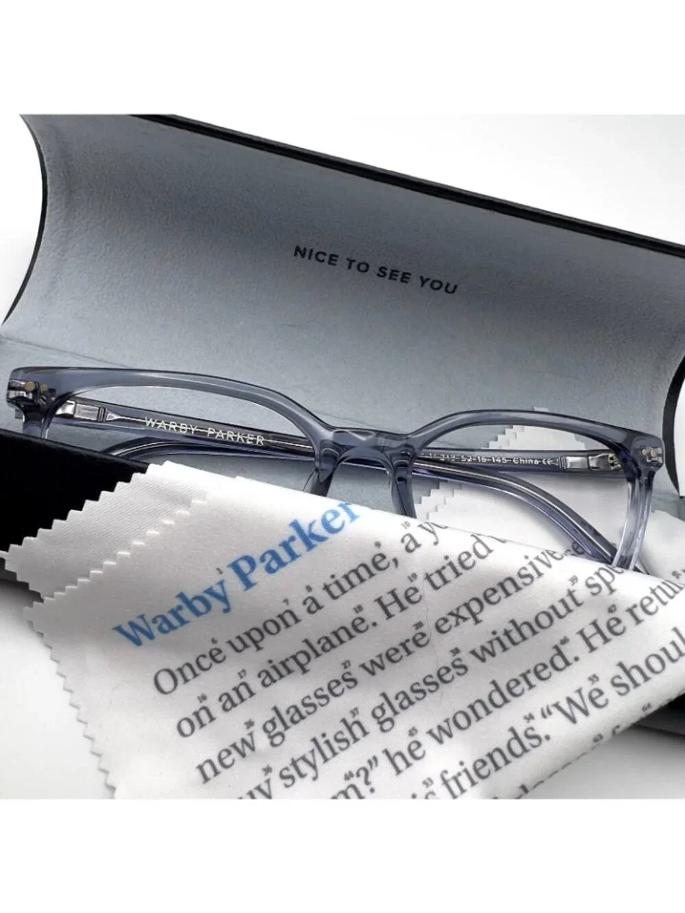 Warby Parker Weathers M 318 Eyeglass Frame Wayfarer Clear Blue Crystal 52-16-145